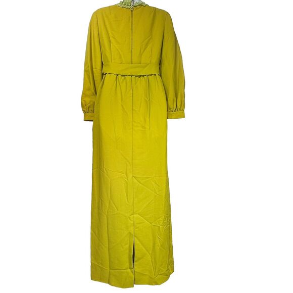 vintage lorrie deb green lace collar long sleeve bow waist modesty dress Size 9 - Picture 3 of 11